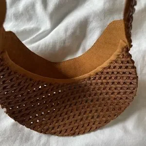 Lack of color leather visor weave Blanc | Premium Leather Structured Visor|Tan|Made in Greece main image 4
